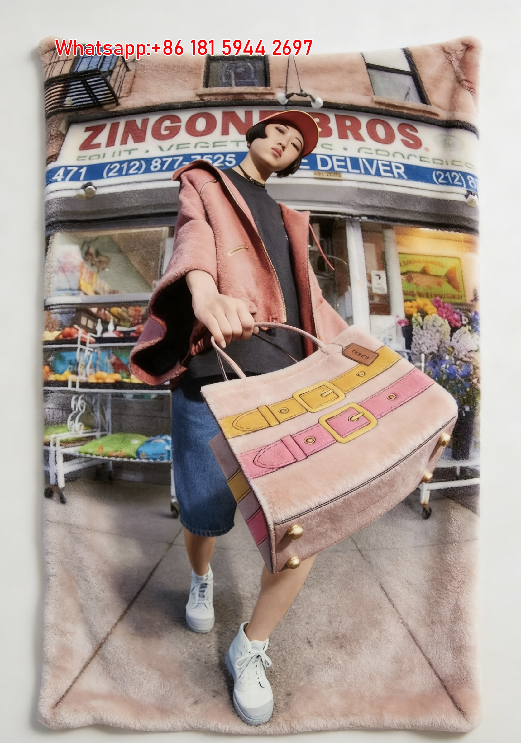 Coach Belt Bag Street Style Flannel Throw Blanket for Couch and Wall Decor C308